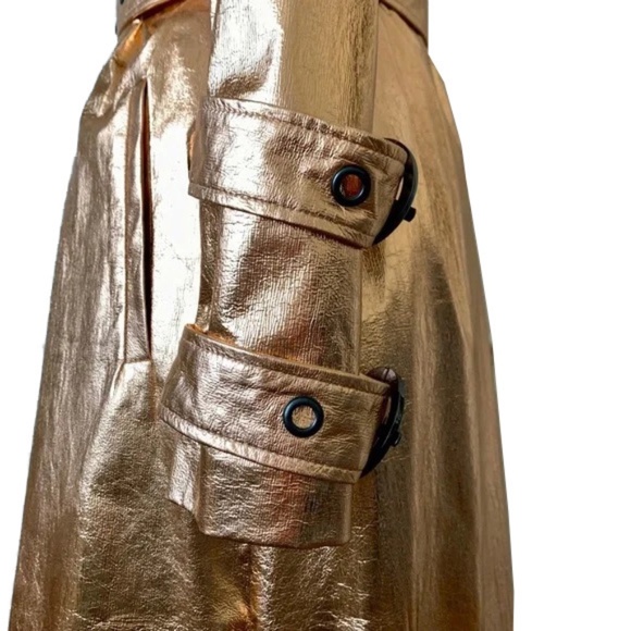 OSMAN FRALIA METALLIC ROSE GOLD TRENCH COAT NWT!! - Picture 7 of 10